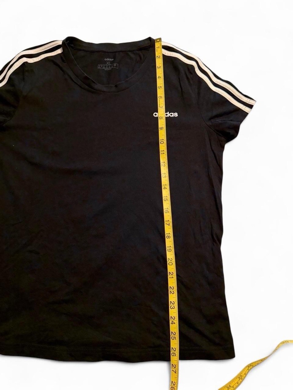 adidas Women’s Black Tee with White 3-Stripe Shoulder - Picture 6 of 8